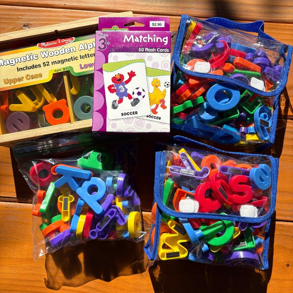 Magnetic Alphabet Letters and Sesame Street Matching Flash Cards